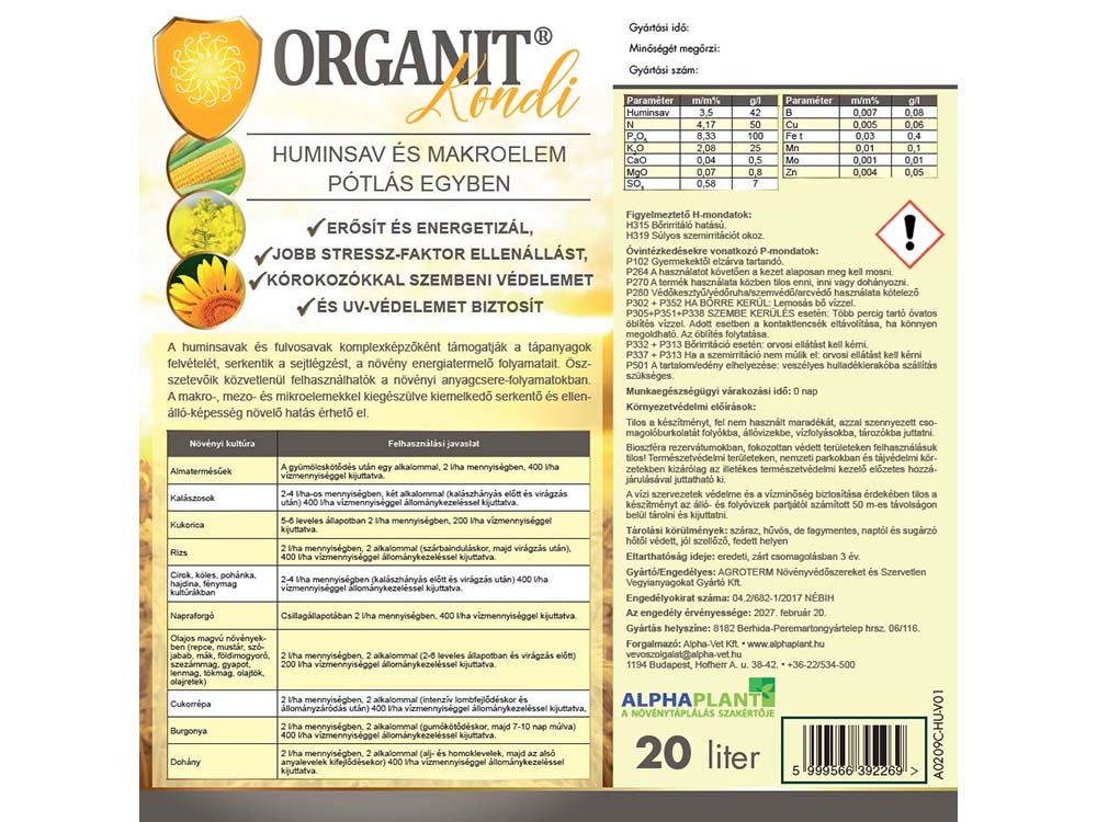 Organit Kondi növénykondícionáló készítmény – 20 liter